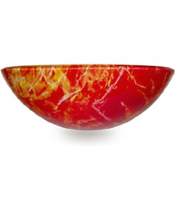 Fontaine Red Marbled Glass Vessel Sink with Drain