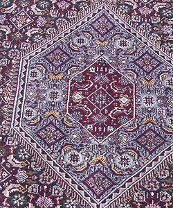 Indo Bidjar Hand-knotted Navy/ Burgundy Rug (8'2 x 9'10)
