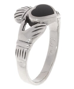 Sterling Silver Black Onyx Claddagh Ring