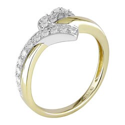 14k Two-tone Gold & 1/6ct TW Diamond Heart Ring