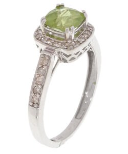 14k White Gold Diamond Peridot Ring