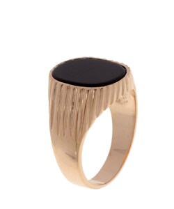 18k Gold over Sterling Silver Men's Onyx Ring