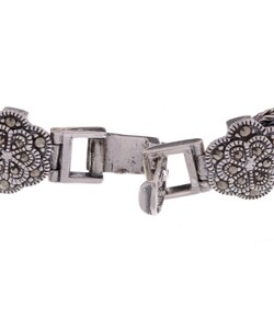 Sterling Silver Marcasite and Onyx Bold Bracelet