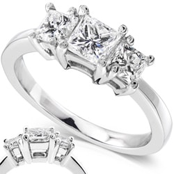 Platinum 1ct TDW Princess Diamond 3-stone Ring (H-I, SI1-SI2)
