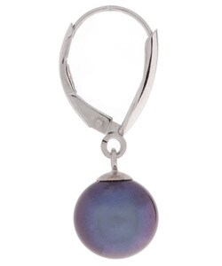 DaVonna 14k White Gold Black Cultured Pearl Drop Earrings