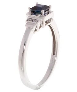 14k White Gold Sapphire Diamond Ring
