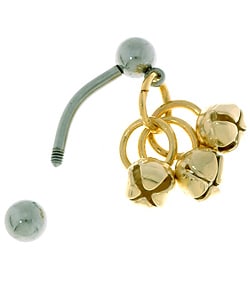 14g Reverse Dangle Jingle-Bell Surgical Steel Curved Barbell