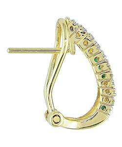 14k Gold 1/5ct TDW Diamond Emerald Earrings  (Set of 3)