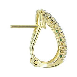 14k Yellow Gold Emerald 1/5ct TDW Diamond Earrings