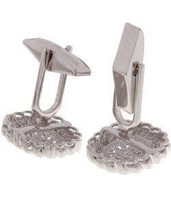 Icz Stonez Sterling Silver Rope Design CZ Cuff Links
