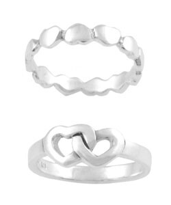 Sterling Silver Knotted Heart Ring Set