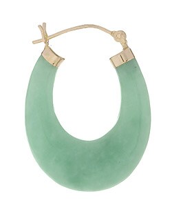 14k Gold Jade Horseshoe Hoop Earring