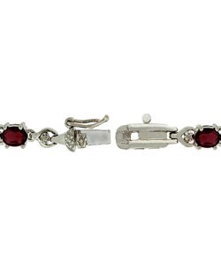 Glitzy Rocks Sterling Silver Diamond Accent Garnet Bracelet