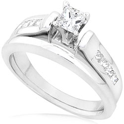 14k White Gold 3/5 ct TDW Princess Diamond Bridal