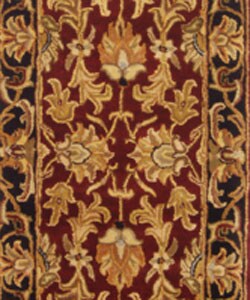 Handmade Heritage Kashan Burgundy/ Black Wool Rug (2' x 10')