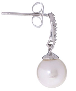 Akoya Cultured Pearl Milligrain Diamond Earrings