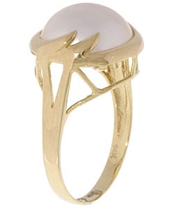 14k Gold Cultured Mabe Pearl Diamond Wave Ring