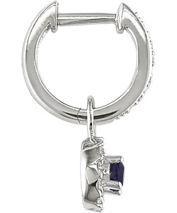 14k White Gold 1/5ctw Diamond Blue Sapphire Earrings