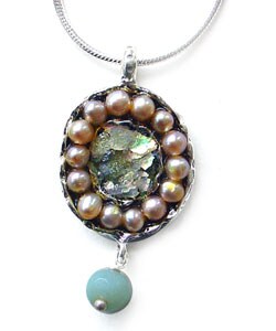 Roman Glass and Amazonite Necklace (Israel)