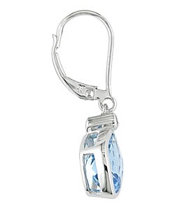 14k White Gold Diamond Blue Topaz Earrings