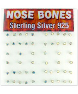 Sterling Silver Aurora Borealis Nose Bones  (Set of 52)