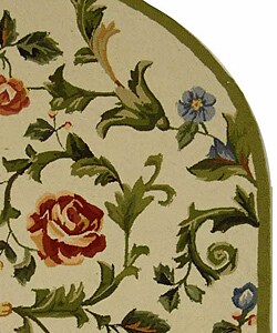 Hand-hooked Garden of Eden Ivory Wool Rug (4'6 x 6'6' Oval)
