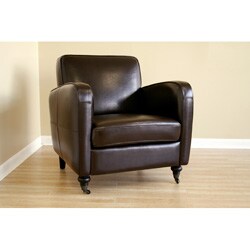 William Espresso Brown Bi-cast Leather Club Chairs (Set of 2)