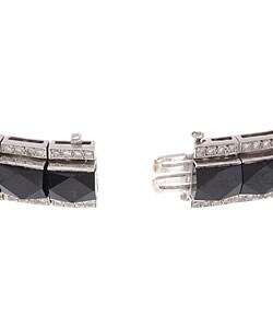 18k White Gold 4ct Diamond Carved Onyx Bracelet