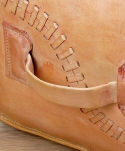 Handcrafted Leather Ottoman with Lacing (Peru)