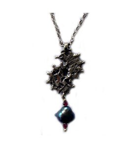Double Moon Roman Glass Pearl Dangle Necklace (Israel)