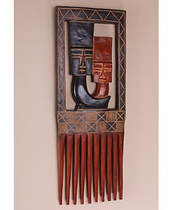 Hand-carved Fanti Mother and Child Comb (Ghana)