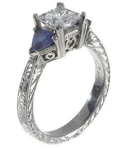 Tacori Platinum Cubic Zirconia and Sapphire Ring