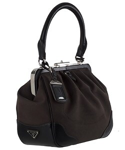 Prada Dark Brown Logo Jacquard Handbag