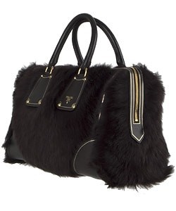 Prada Large Brown Faux Fur Satchel Bag - Overstock™ Shopping - Big Discounts on Prada Designer ...