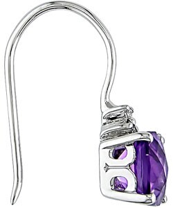 10k White Gold Amethyst Hook Earrings