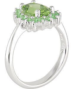 Sterling Silver Peridot Tsavorite Ring