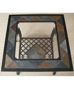 Slate/ Glass/ Steel End Table
