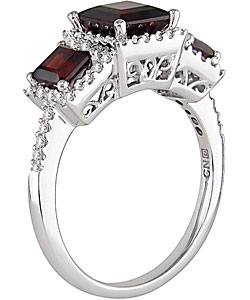 14k White Gold 1/3ct TDW Diamond Garnet Ring