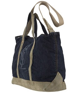 Yves Saint Laurent Large Blue Denim Logo Tote