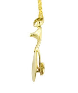 Gold Chain with Gold & Red Enamel Slipper Pendant