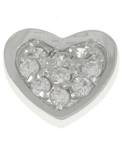 Sterling Silver CZ Pave Heart Stud Earrings