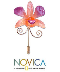 Goldplated Natural Orchid 'Glorious Dawn' Stickpin (Thailand)
