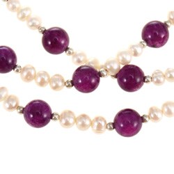 Freshwater Pearl and Amethyst Three-strand Necklace