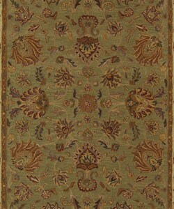 Handmade Heritage Kerman Green/ Gold Wool Rug (8'3 x 11')