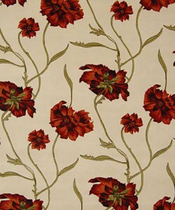 Handmade Carnation Ivory/ Red New Zealand Wool Rug (8' x 10')