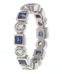 Tacori Platinum 3/5ct TDW Diamond and Sapphire Wedding Ring (G, VS)