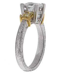 Tacori Platinum CZ and Yellow Diamond Bridal Ring