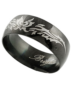 Stainless Steel Tribal Heart Design Black Band