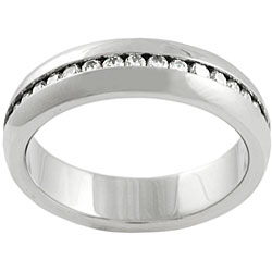 Stainless Steel Channel-set Cubic Zirconia Ring