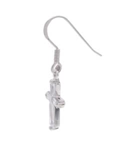 Sterling Silver Clear CZ Cross Earrings